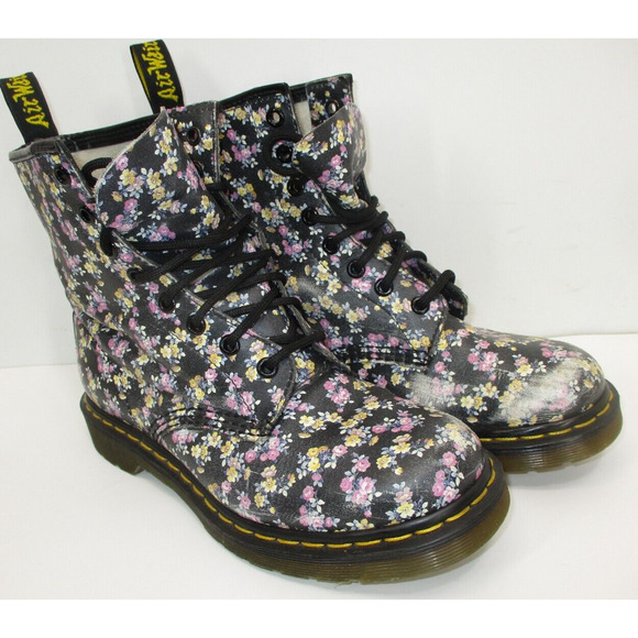 Dr. Doc Martens 1460 floral boots Style 11821 -WORN SPOTS- Ladies SIZE 7 - Picture 2 of 12